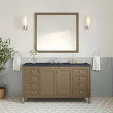 Chicago 60" Single Vanity, Walnut Whisper, w/ 3 CM Charcoal Soapstone Silestone® Top
