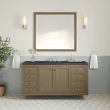 Chicago 60" Single Vanity, Walnut Whisper, w/ 3 CM Charcoal Soapstone Silestone® Top