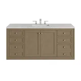 Chicago 60" Single Vanity, Walnut Whisper, w/ 3 CM Eternal Jasmine Pearl Silestone® Top