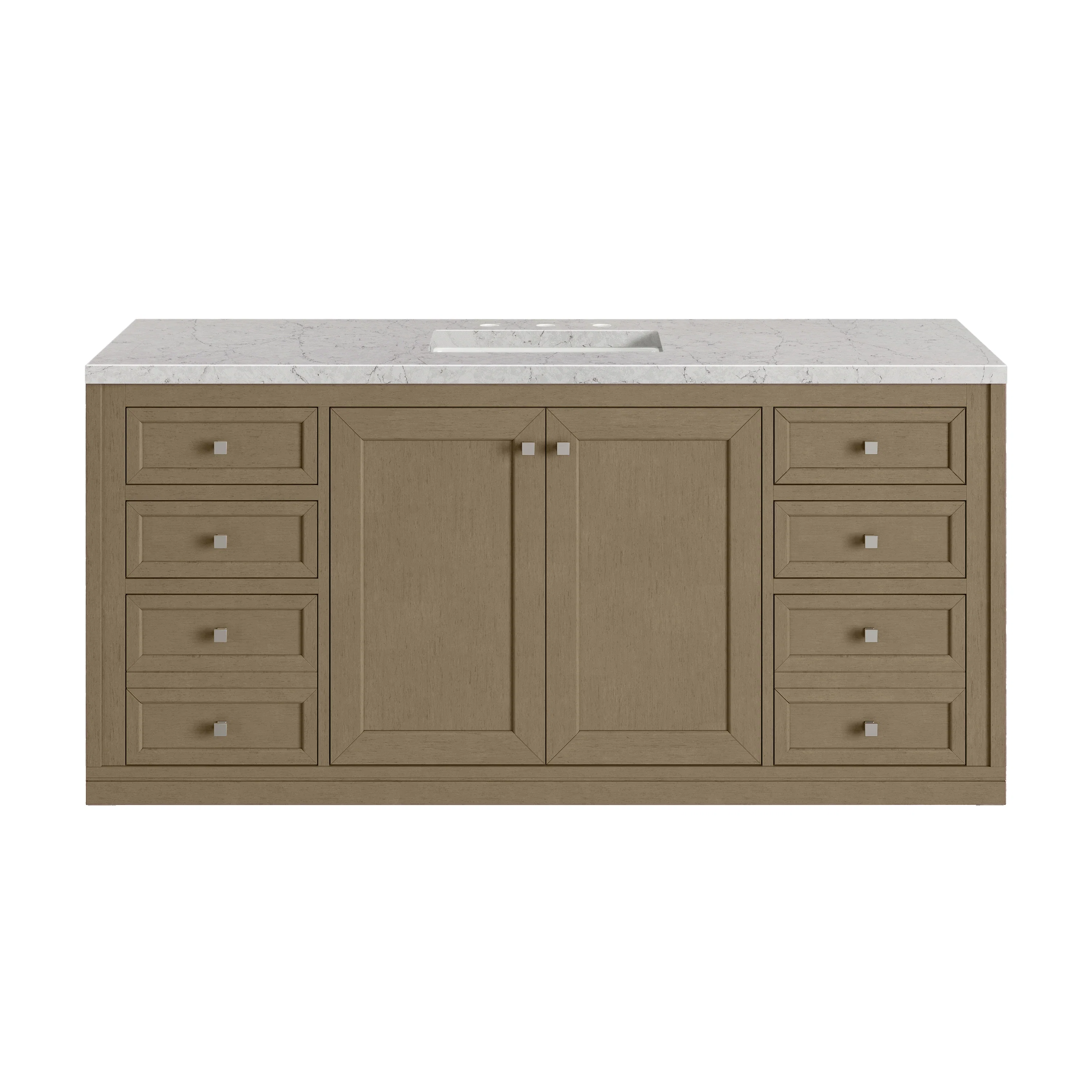Chicago 60" Single Vanity, Walnut Whisper, w/ 3 CM Eternal Jasmine Pearl Silestone® Top