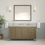 Chicago 60" Single Vanity, Walnut Whisper, w/ 3 CM Eternal Jasmine Pearl Silestone® Top
