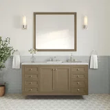 Chicago 60" Single Vanity, Walnut Whisper, w/ 3 CM Eternal Jasmine Pearl Silestone® Top