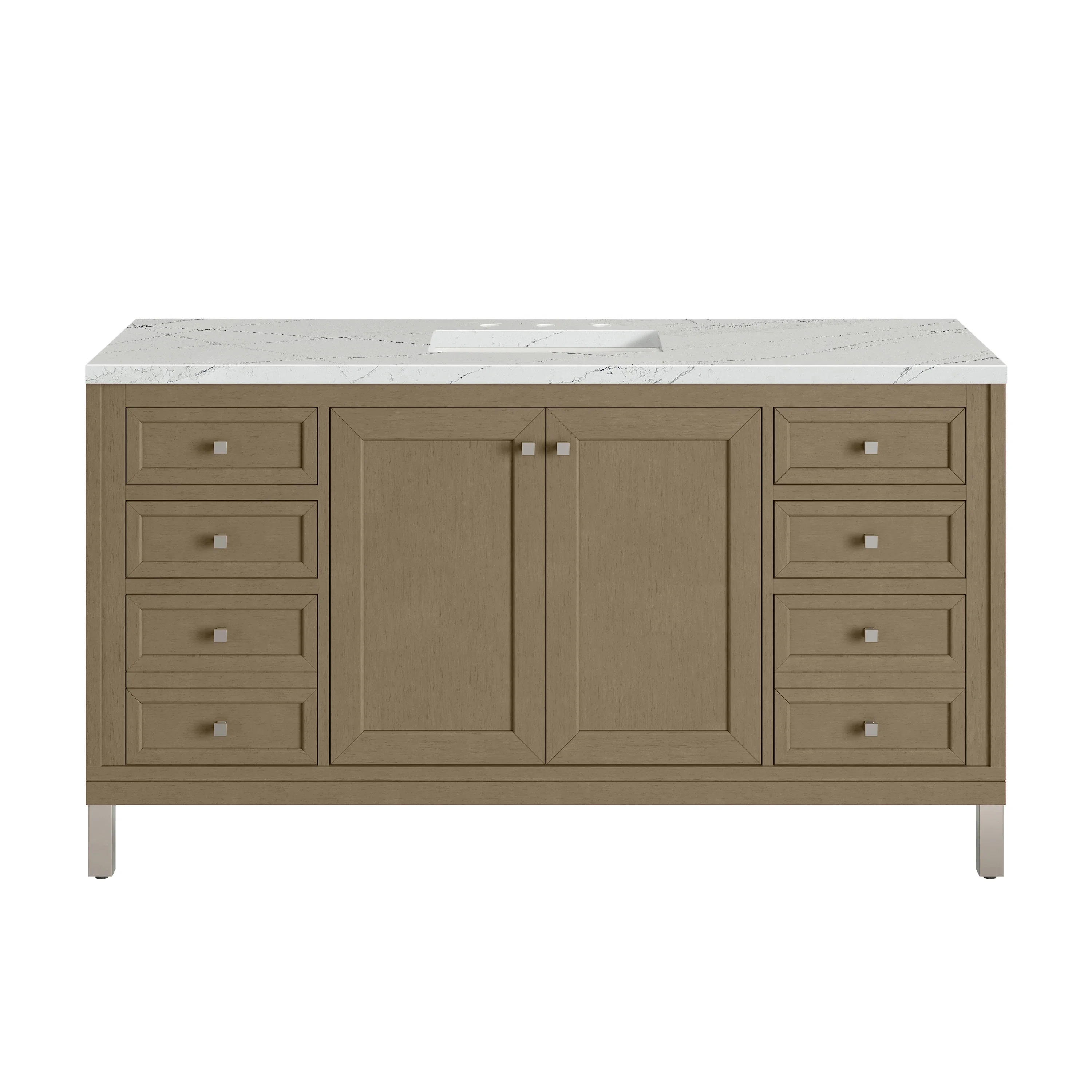 Chicago 60" Single Vanity, Walnut Whisper, w/ 3 CM Ethereal Noctis Silestone® Top