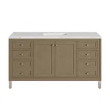 Chicago 60" Single Vanity, Walnut Whisper, w/ 3 CM Ethereal Noctis Silestone® Top