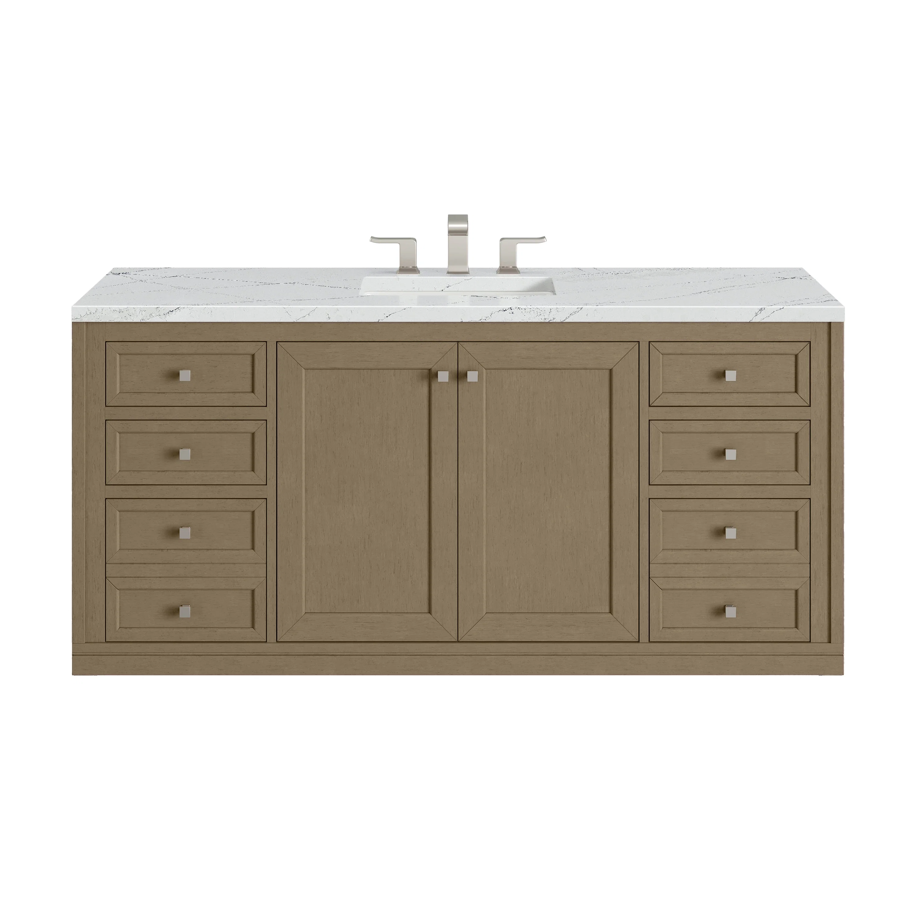 Chicago 60" Single Vanity, Walnut Whisper, w/ 3 CM Ethereal Noctis Silestone® Top