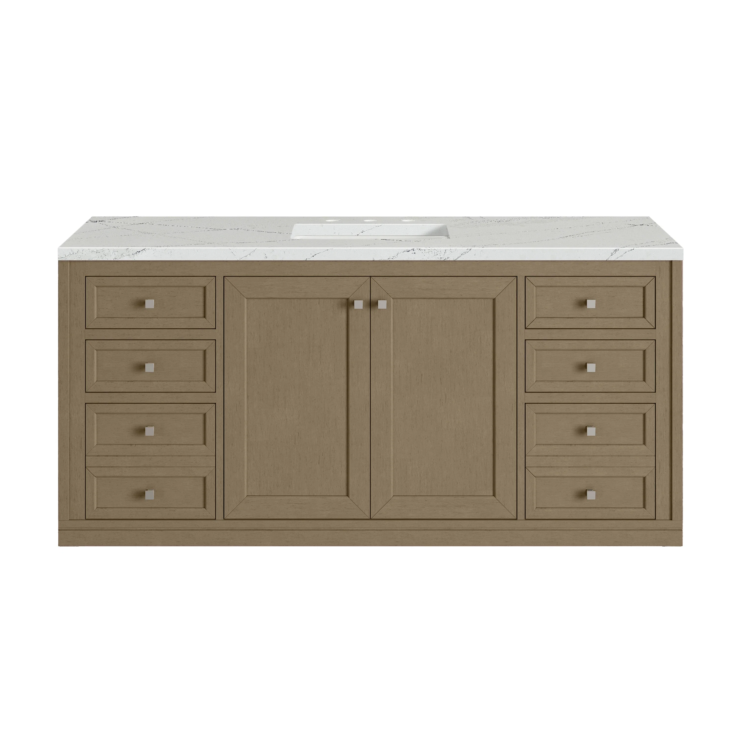 Chicago 60" Single Vanity, Walnut Whisper, w/ 3 CM Ethereal Noctis Silestone® Top