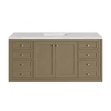 Chicago 60" Single Vanity, Walnut Whisper, w/ 3 CM Ethereal Noctis Silestone® Top