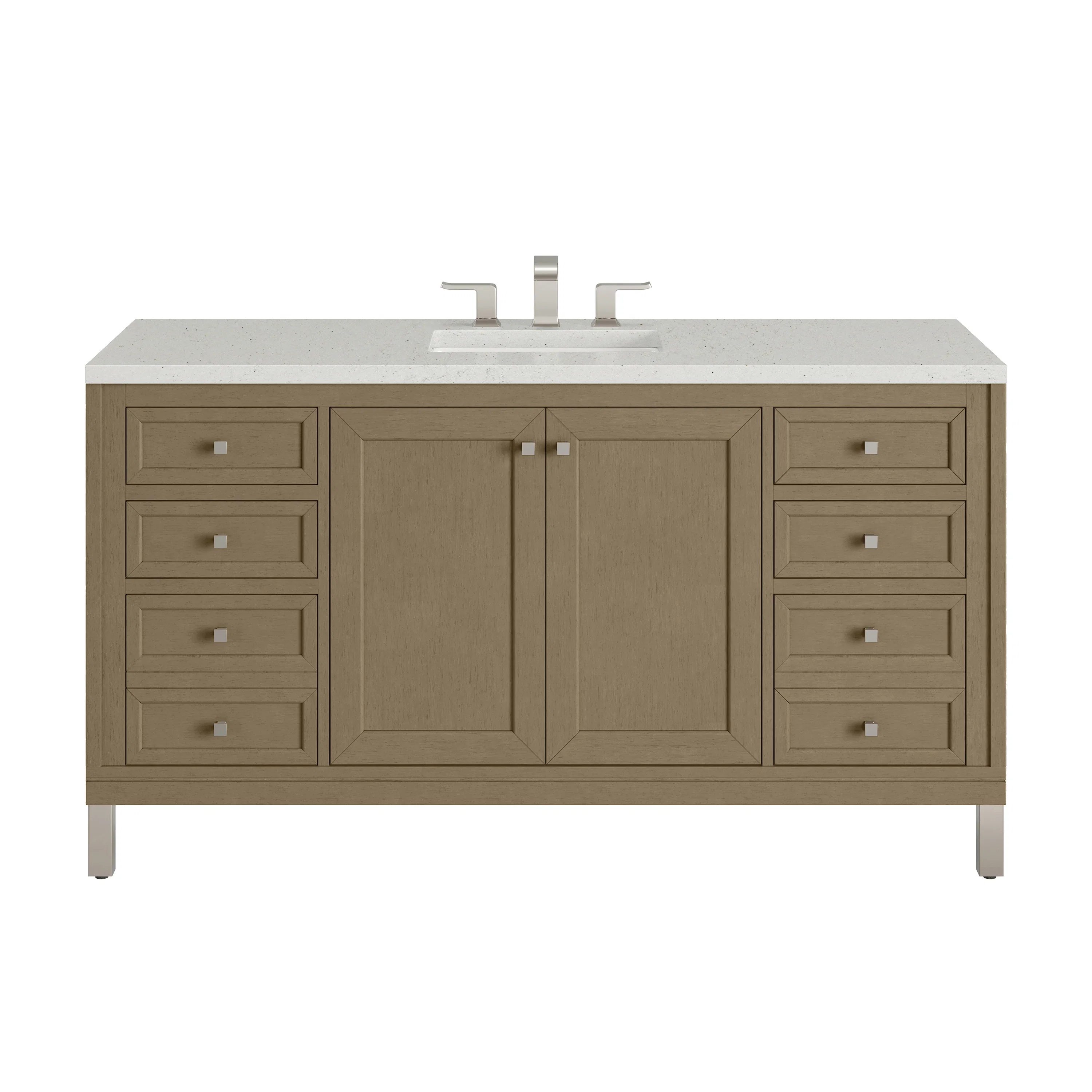 Chicago 60" Single Vanity, Walnut Whisper, w/ 3 CM Lime Delight Silestone® Top