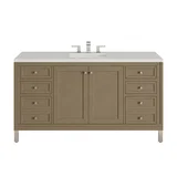 Chicago 60" Single Vanity, Walnut Whisper, w/ 3 CM Lime Delight Silestone® Top