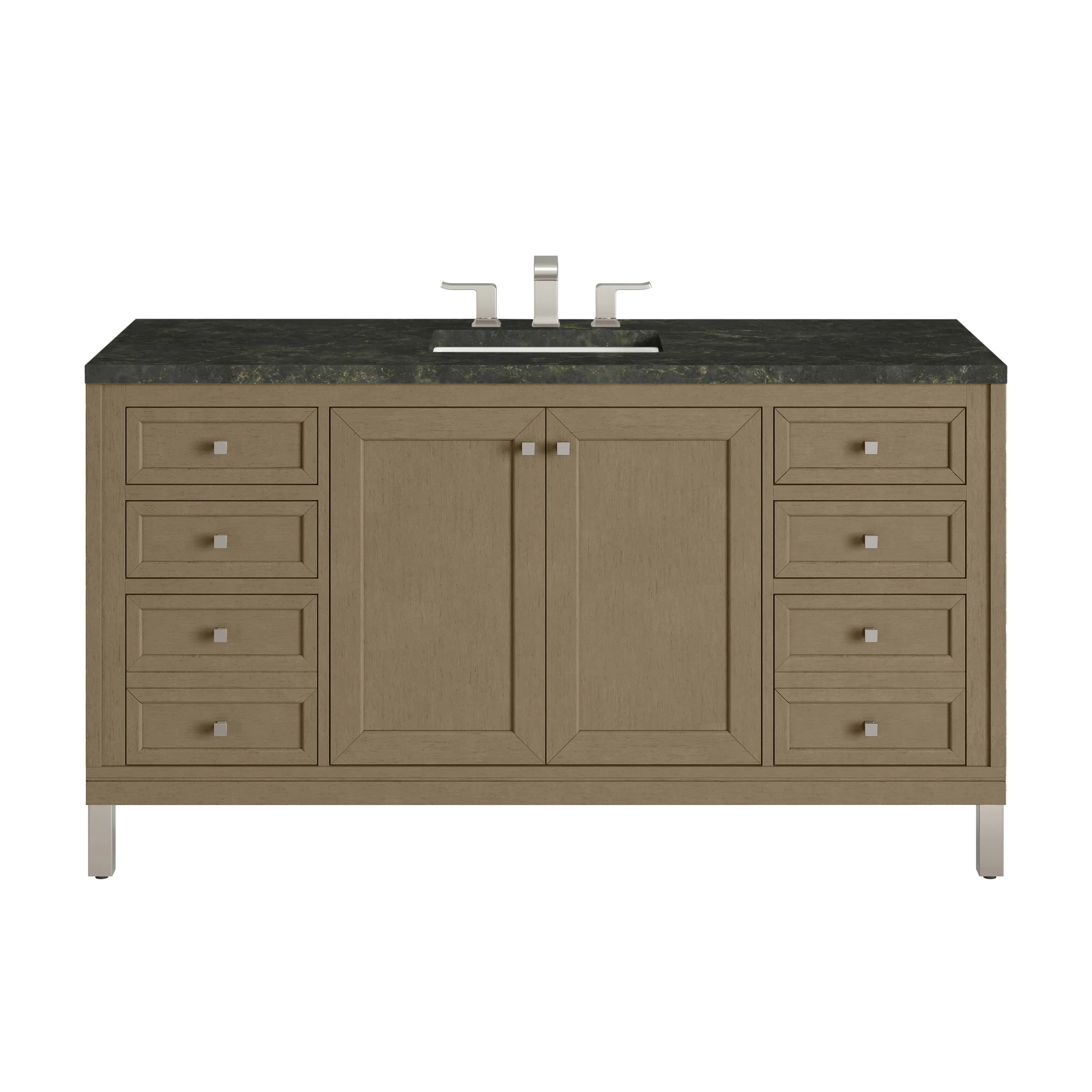 Chicago 60" Single Vanity, Walnut Whisper, w/ 3 CM Phantome Eclos Top