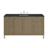 Chicago 60" Single Vanity, Walnut Whisper, w/ 3 CM Phantome Eclos Top