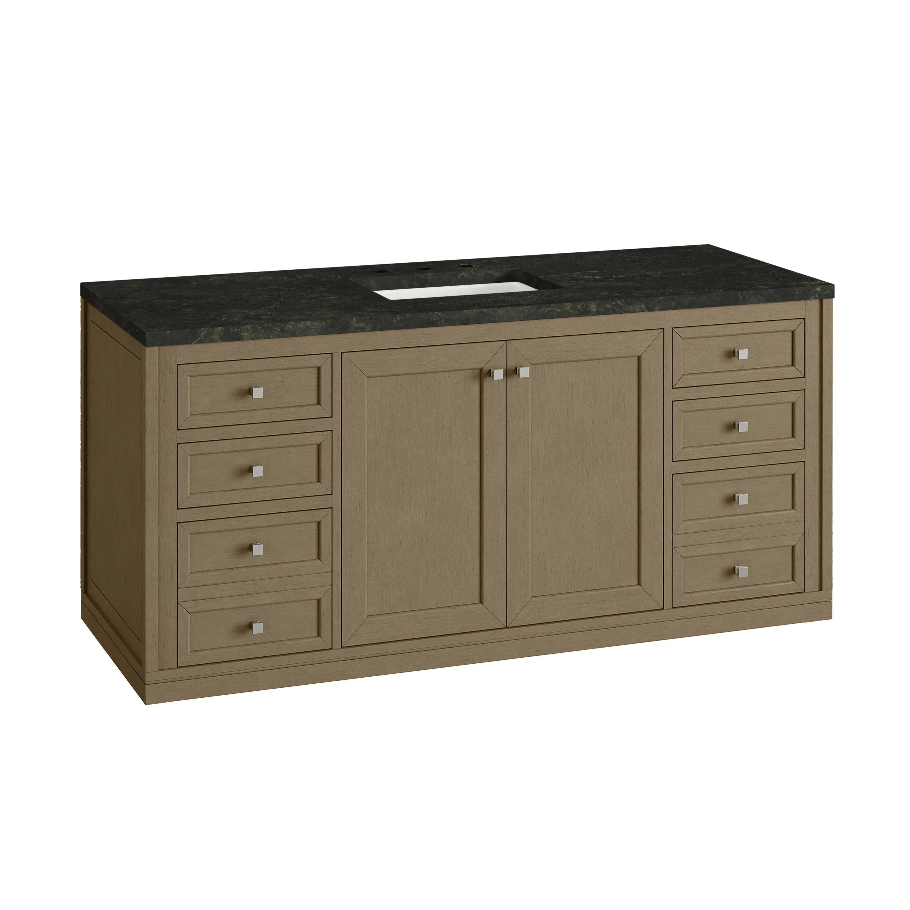 Chicago 60" Single Vanity, Walnut Whisper, w/ 3 CM Phantome Eclos Top