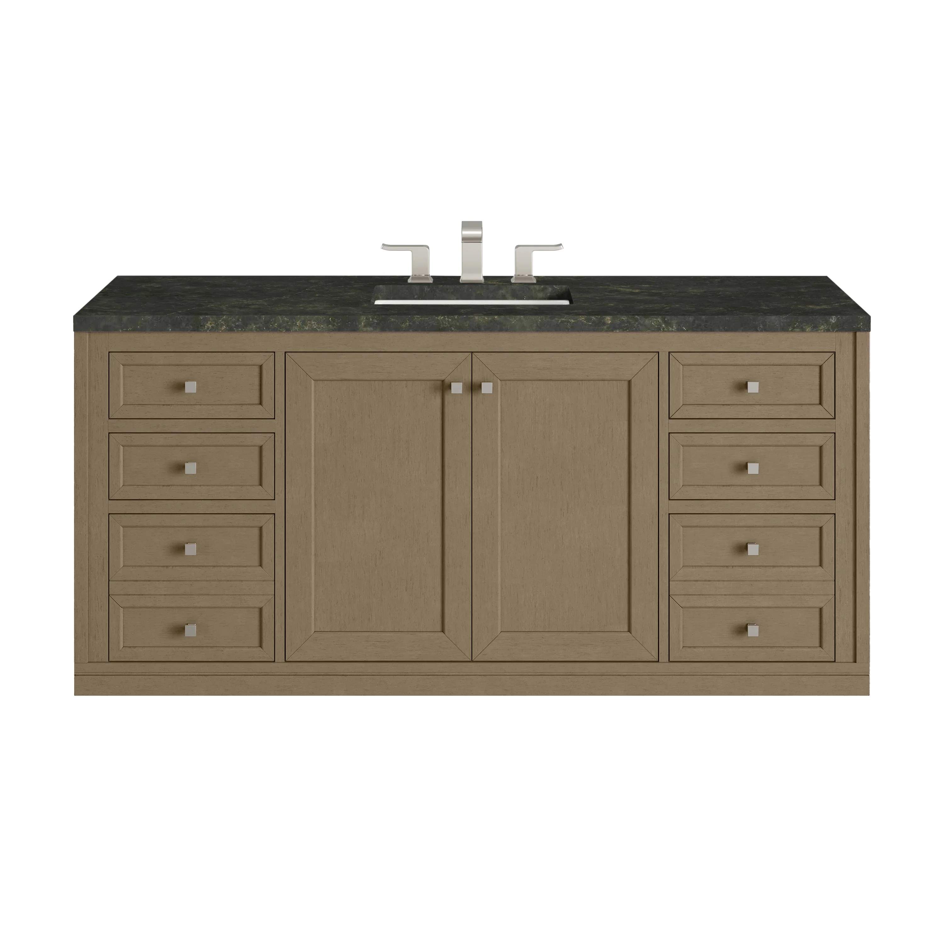 Chicago 60" Single Vanity, Walnut Whisper, w/ 3 CM Phantome Eclos Top