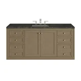 Chicago 60" Single Vanity, Walnut Whisper, w/ 3 CM Phantome Eclos Top