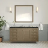 Chicago 60" Single Vanity, Walnut Whisper, w/ 3 CM Phantome Eclos Top