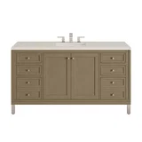 Chicago 60" Single Vanity, Walnut Whisper, w/ 3 CM Siberian Silestone Top