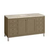 Chicago 60" Single Vanity, Walnut Whisper, w/ 3 CM Tajnar Eclos Top