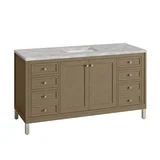 Chicago 60" Single Vanity, Walnut Whisper, w/ 3 CM Victorian Silver Silestone® Top