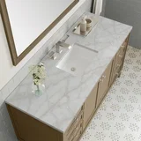 Chicago 60" Single Vanity, Walnut Whisper, w/ 3 CM Victorian Silver Silestone® Top