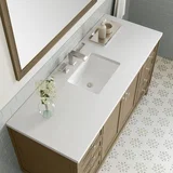 Chicago 60" Single Vanity, Walnut Whisper, w/ 3 CM White Zeus Silestone® Top