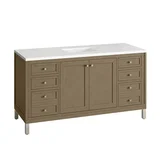 Chicago 60" Single Vanity, Walnut Whisper, w/ 3 CM White Zeus Silestone® Top