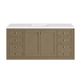 Chicago 60" Single Vanity, Walnut Whisper, w/ 3 CM White Zeus Silestone® Top