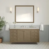 Chicago 60" Single Vanity, Walnut Whisper, w/ 3 CM White Zeus Silestone® Top