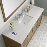 Chicago 60" Single Vanity, Walnut Whisper, w/ 3 CM Eternal Jasmine Pearl Silestone Top w/ FreePower Wireless Charger