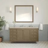 Chicago 60" Single Vanity, Walnut Whisper, w/ 3 CM Siberian Silestone Top w/FreePower Wireless Charger