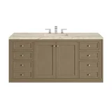 Chicago 60" Single Vanity, Walnut Whisper, w/ 3 CM Tajnar Eclos Top w/FreePower Wireless Charger