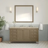 Chicago 60" Single Vanity, Walnut Whisper, w/ 3 CM Tajnar Eclos Top w/FreePower Wireless Charger