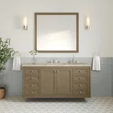 Chicago 60" Single Vanity, Walnut Whisper, w/ 3 CM Tajnar Eclos Top w/FreePower Wireless Charger