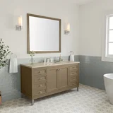 Chicago 60" Single Vanity, Walnut Whisper, w/ 3 CM Tajnar Eclos Top w/FreePower Wireless Charger