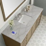 Chicago 60" Single Vanity, Walnut Whisper, w/ 3 CM Victorian Silver Silestone Top w/ FreePower Wireless Charger