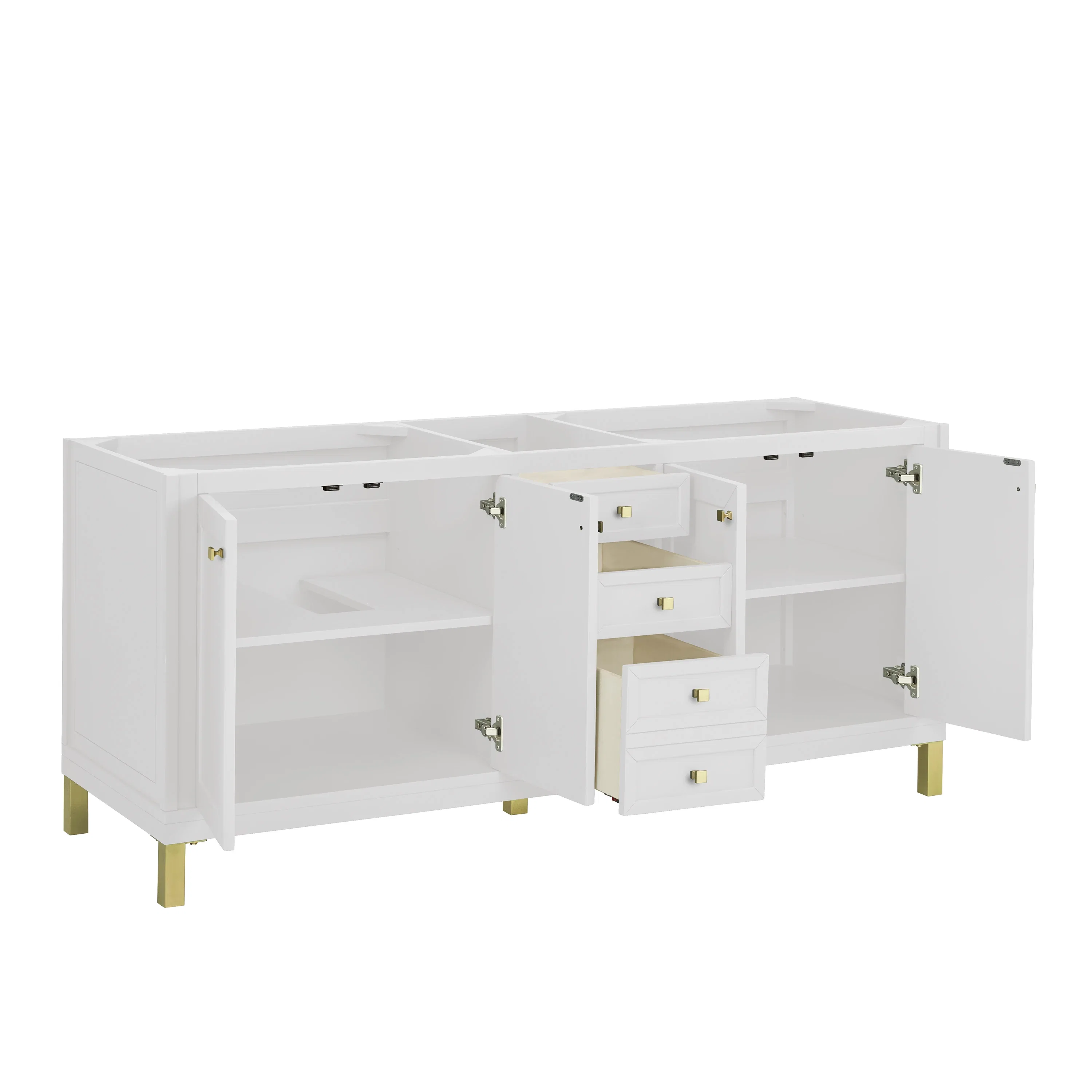 Chicago 72" Double Vanity, Glossy White, w/ 3 CM Carrara Marble Top