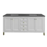 Chicago 72" Double Vanity, Glossy White, w/ 3 CM Charcoal Soapstone Silestone® Top