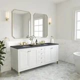 Chicago 72" Double Vanity, Glossy White, w/ 3 CM Charcoal Soapstone Silestone® Top