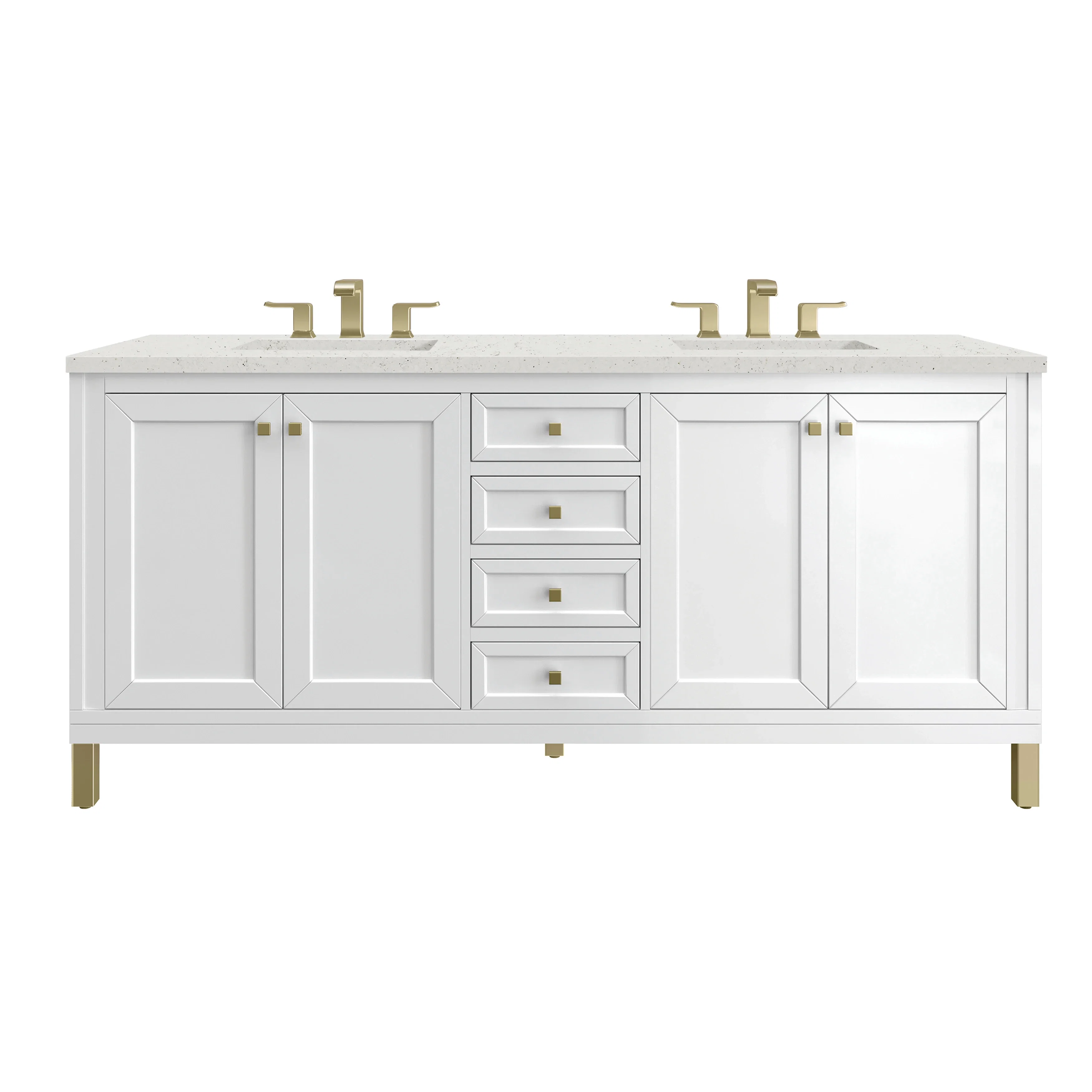Chicago 72" Double Vanity, Glossy White, w/ 3 CM Lime Delight Silestone® Top