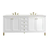 Chicago 72" Double Vanity, Glossy White, w/ 3 CM Lime Delight Silestone® Top