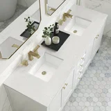 Chicago 72" Double Vanity, Glossy White, w/ 3 CM Lime Delight Silestone® Top
