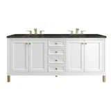 Chicago 72" Double Vanity, Glossy White, w/ 3 CM Phantome Eclos Top