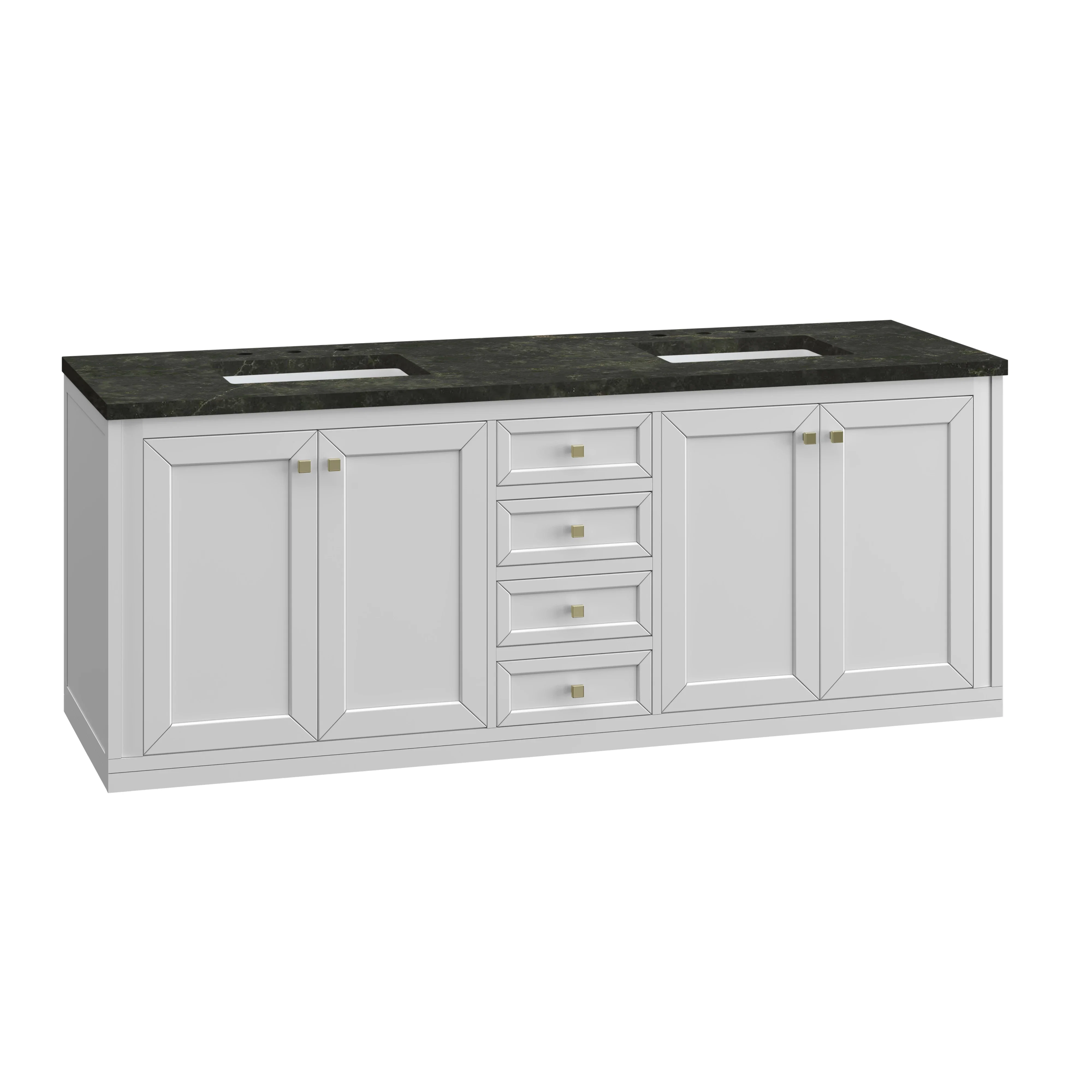 Chicago 72" Double Vanity, Glossy White, w/ 3 CM Phantome Eclos Top