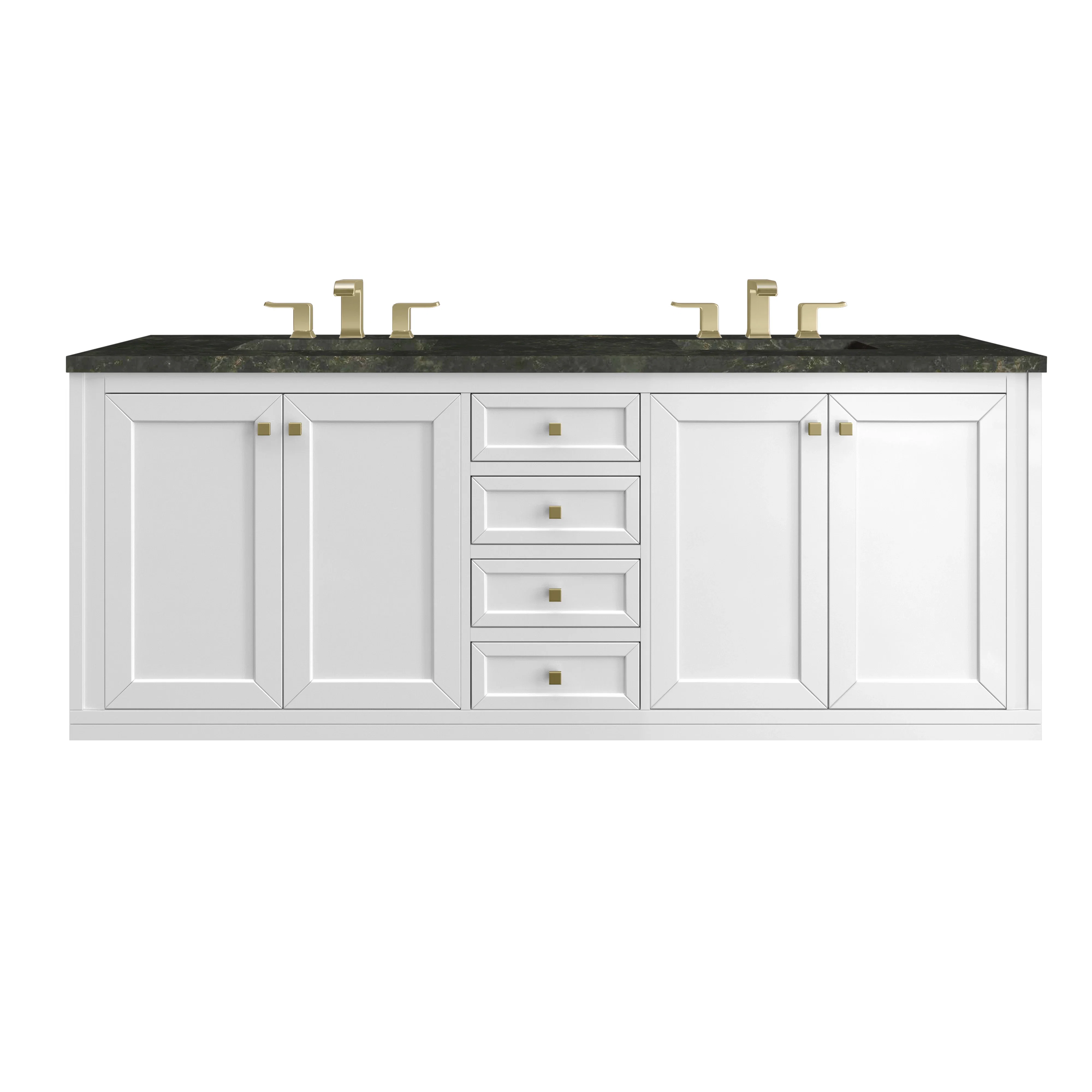Chicago 72" Double Vanity, Glossy White, w/ 3 CM Phantome Eclos Top