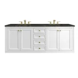 Chicago 72" Double Vanity, Glossy White, w/ 3 CM Phantome Eclos Top