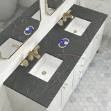 Chicago 72" Double Vanity, Glossy White, w/ 3 CM Siberian Silestone Top
