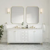 Chicago 72" Double Vanity, Glossy White, w/ 3 CM Siberian Silestone Top