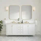 Chicago 72" Double Vanity, Glossy White, w/ 3 CM Siberian Silestone Top