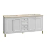 Chicago 72" Double Vanity, Glossy White, w/ 3 CM Tajnar Eclos Top