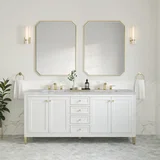 Chicago 72" Double Vanity, Glossy White, w/ 3 CM Victorian Silver Silestone® Top