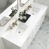 Chicago 72" Double Vanity, Glossy White, w/ 3 CM White Zeus Silestone® Top
